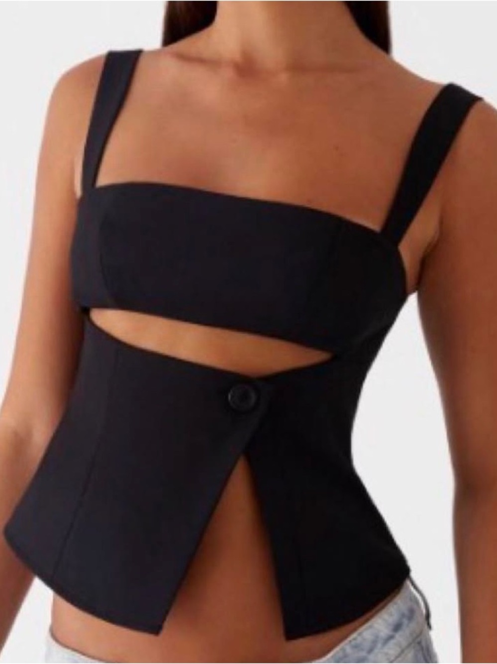 Peppermayo Black Cutout Corset Crop Top